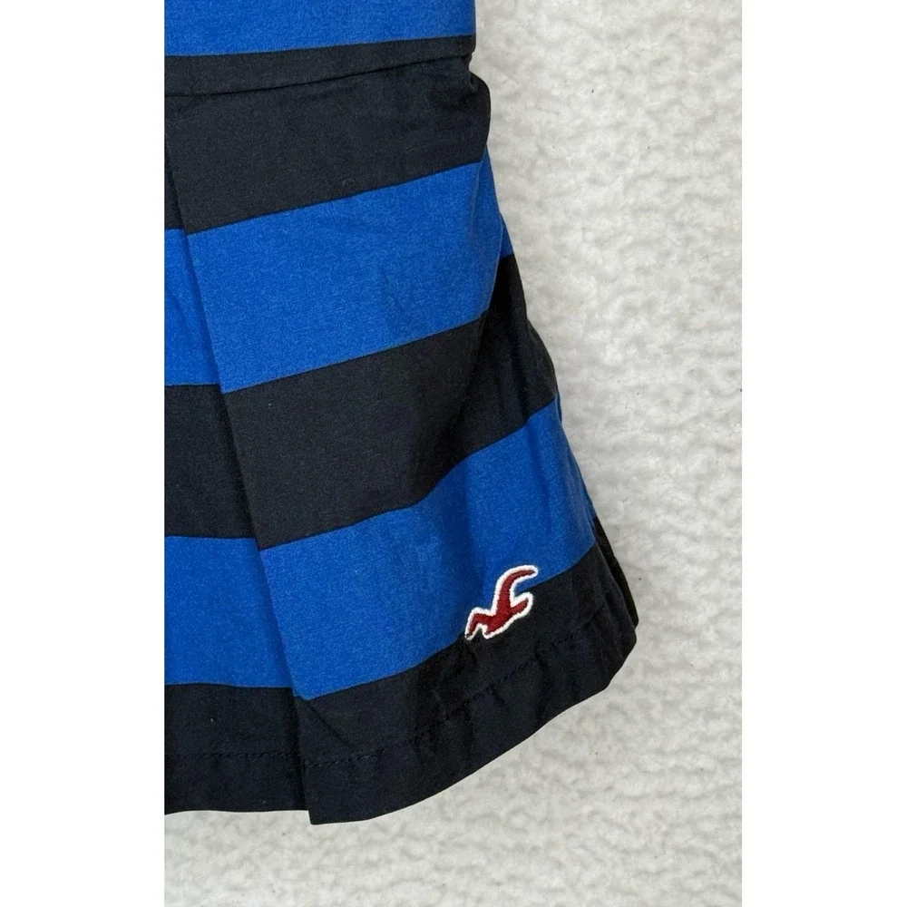 Hollister Blue Striped Strapless Peplum Tube Top Smocked Back Women's S Y2K EUC